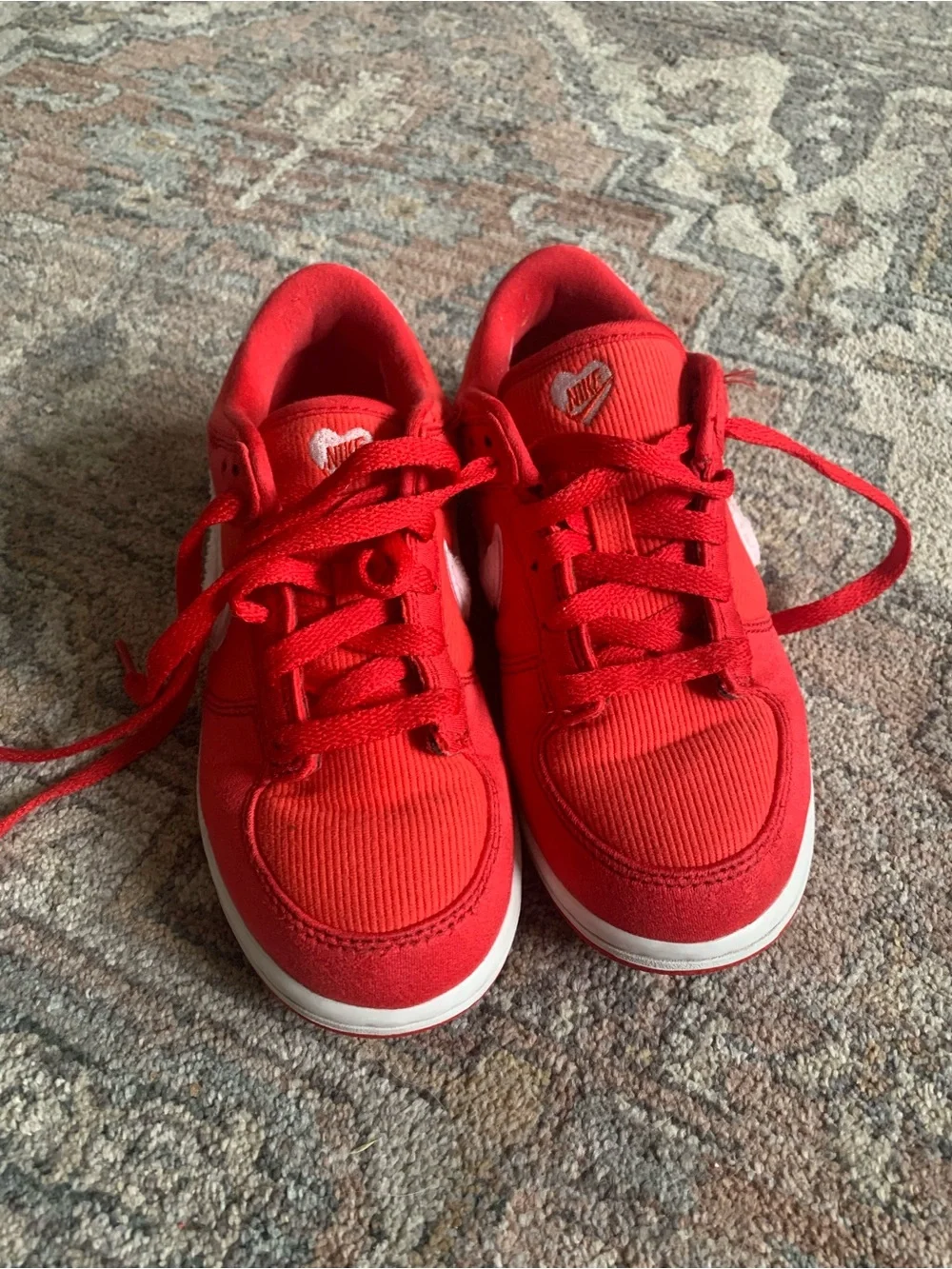 Nike Kids Red Low-Top Sneakers with White Sole